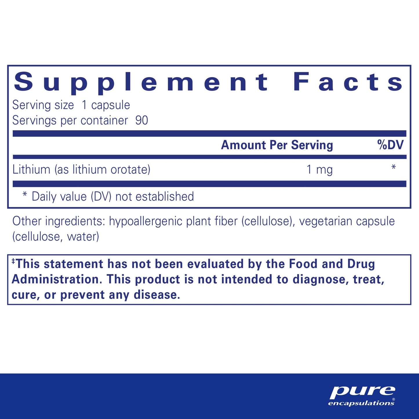 Pure Encapsulations Lithium (orotate) 1 mg – Hickory Drugs